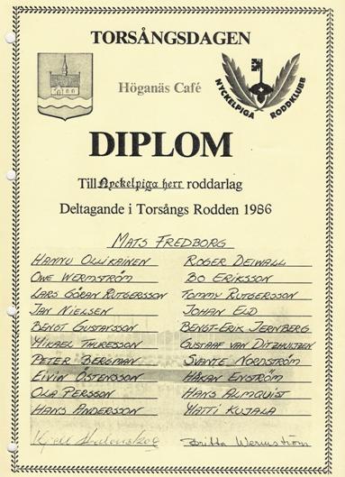 1986 diploma Kerkbootrace